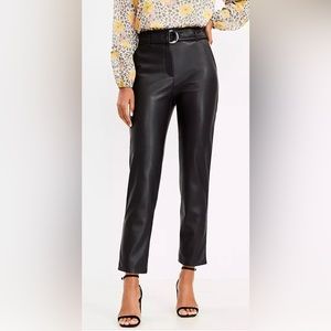 LOFT Belted Slim Taper Pants In Faux Leather